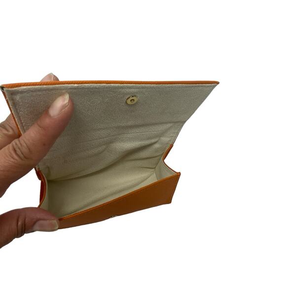 Tory Burch Orange Gold Tone Logo Sunglasses Eyeglasses Case 6.5 x 3.5 Case Only - Picture 4 of 11